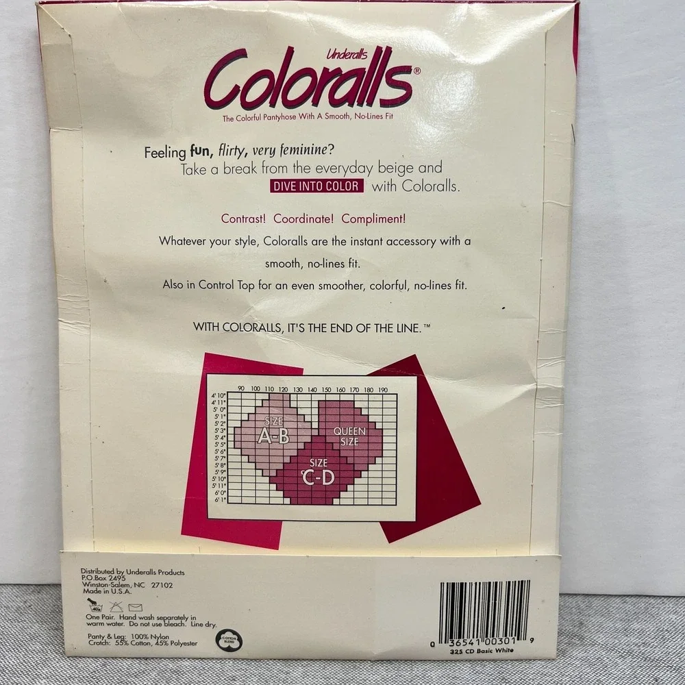 Vtg Underalls Coloralls Basic White Pantyhose Size CD Control Top Sandalfoot NOS